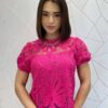 Blusa Feminina Manga Curta Lara Guipir Pink - Fernanda Ramos Store