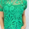 Blusa Feminina Manga Curta Lara Guipir Verde - Fernanda Ramos Store