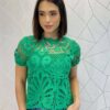 Blusa Feminina Manga Curta Lara Guipir Verde - Fernanda Ramos Store