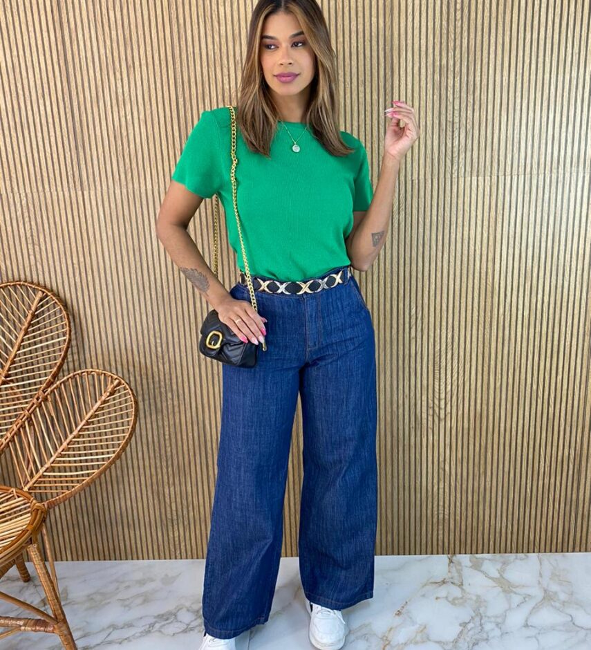 Blusa Feminina Manga Curta Modal Elisa Verde - Fernanda Ramos Store
