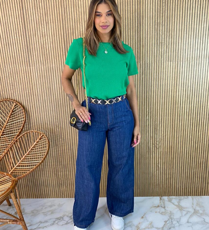 Blusa Feminina Manga Curta Modal Elisa Verde - Fernanda Ramos Store