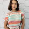 Blusa Manga Curta Feminina Amarração nas Mangas Estampada - Fernanda Ramos Store