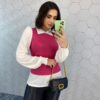 fernandaramosstore com br Blusa Manga Longa Feminina Modal com Sobreposição Rosa 1