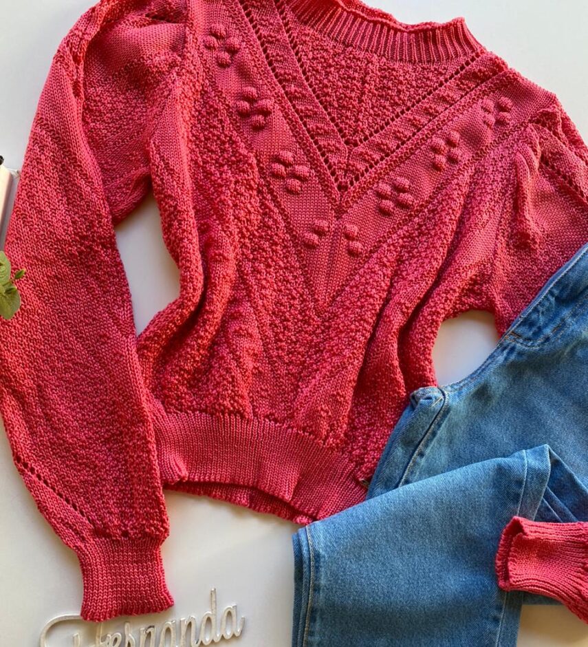 fernandaramosstore com br Blusa Manga Longa Feminina Tricot Amanda Rosa 1