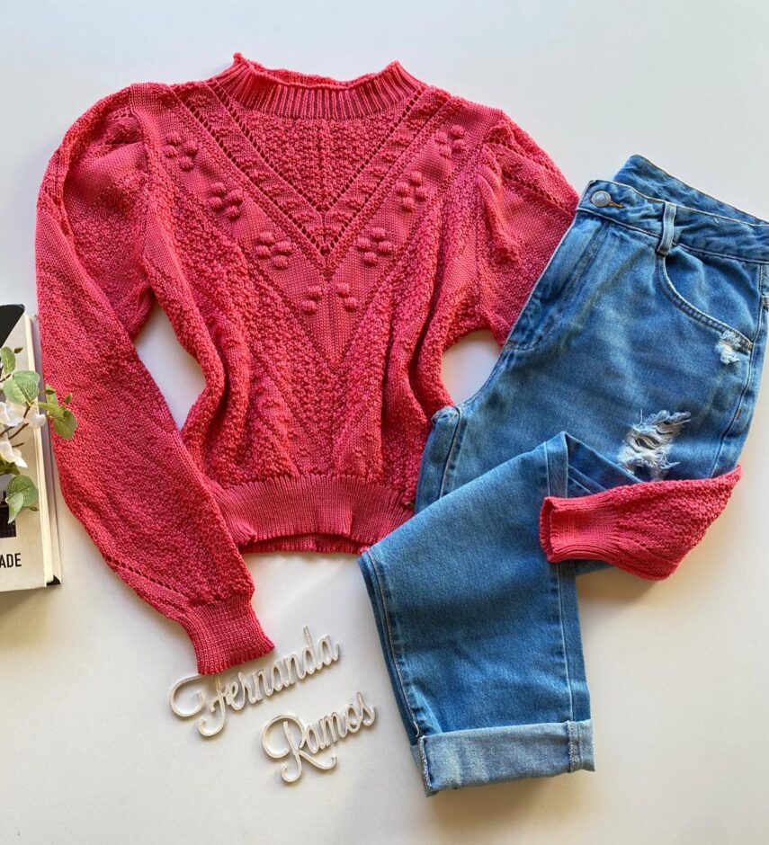 Blusa Manga Longa Feminina Tricot Amanda Rosa Fernanda Ramos Store