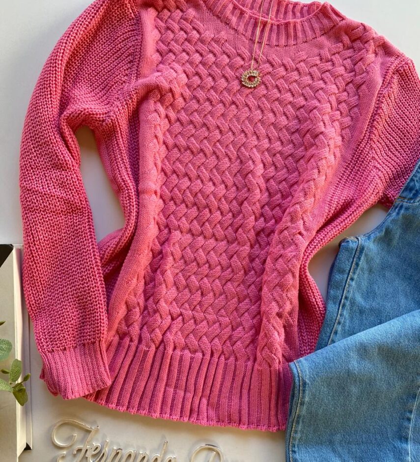 fernandaramosstore com br Blusa Manga Longa Feminina Tricot Luana Rosa 1