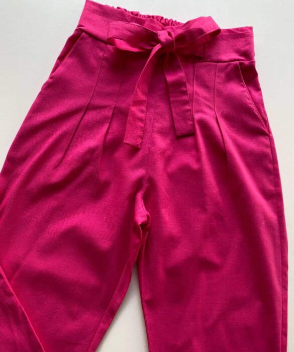 Calça Feminina Viscolinho com Amarração Pink - Fernanda Ramos Store