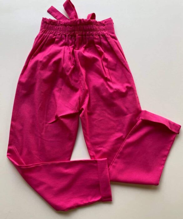 Calça Feminina Viscolinho com Amarração Pink - Fernanda Ramos Store