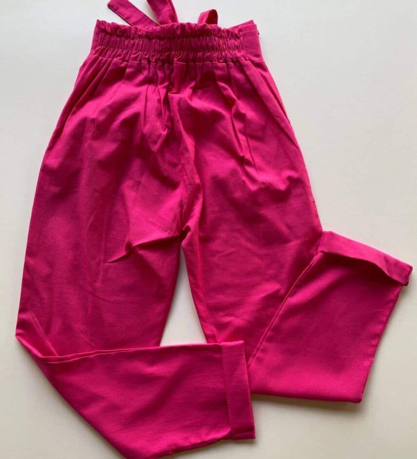 Calça Feminina Viscolinho com Amarração Pink - Fernanda Ramos Store