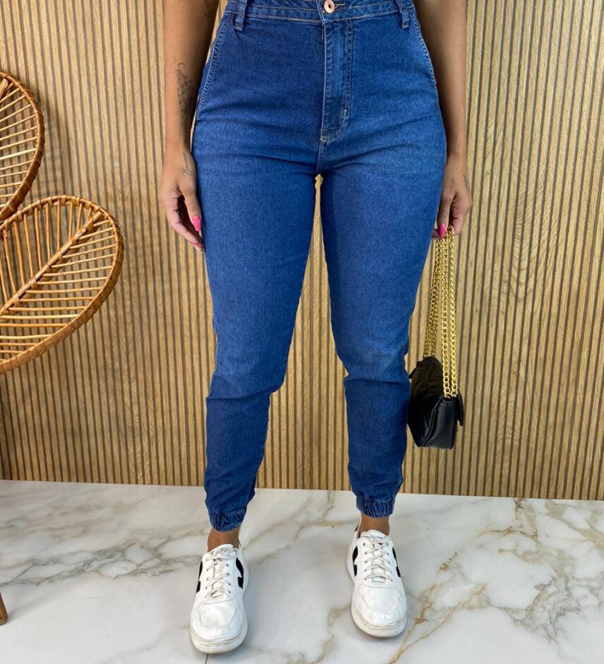 Calça Jeans Feminina Jogger com Elástico - Fernanda Ramos Store