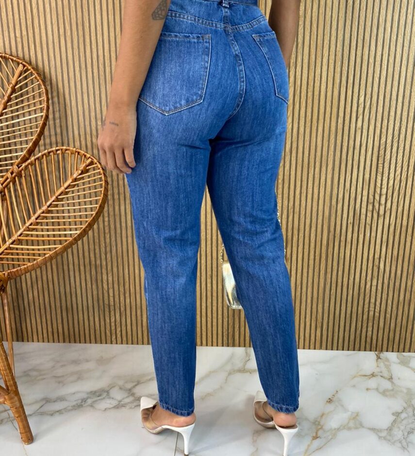 Calça Jeans Feminina Mom com Cinto 29361 - Fernanda Ramos Store