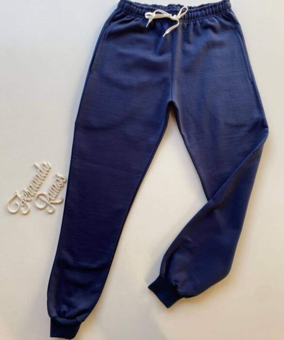 Calça Masculina de Moletom Azul Marinho com Cordão - Fernanda Ramos Store