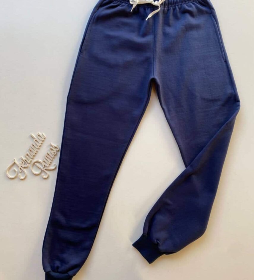 Calça Masculina de Moletom Azul Marinho com Cordão - Fernanda Ramos Store