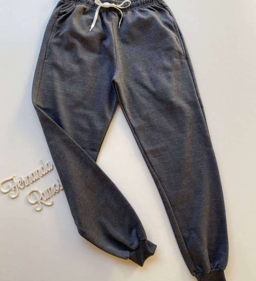 Calça Masculina de Moletom Cinza com Cordão - Fernanda Ramos Store