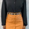 Camisa Cropped Feminino Manga Longa Elis Preta - Fernanda Ramos Store