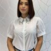 Camisa Feminina Manga Curta com Aplicações Branca - Fernanda Ramos Store