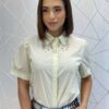 Camisa Feminina Manga Curta com Aplicações Creme - Fernanda Ramos Store