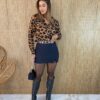 Camisa Feminina Manga Longa Bruna Animal Print - Fernanda Ramos Store