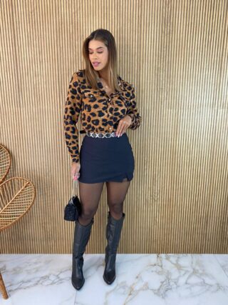 Camisa Feminina Manga Longa Bruna Animal Print - Fernanda Ramos Store