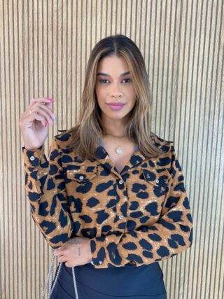 Camisa Feminina Manga Longa Bruna Animal Print - Fernanda Ramos Store