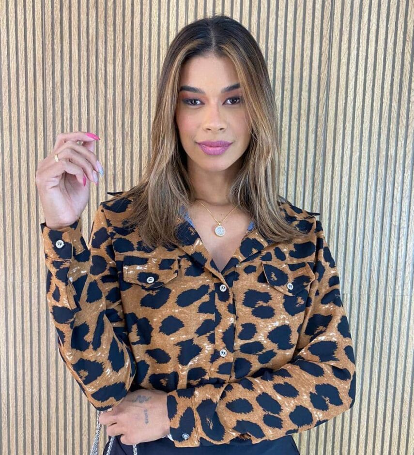 Camisa Feminina Manga Longa Bruna Animal Print - Fernanda Ramos Store