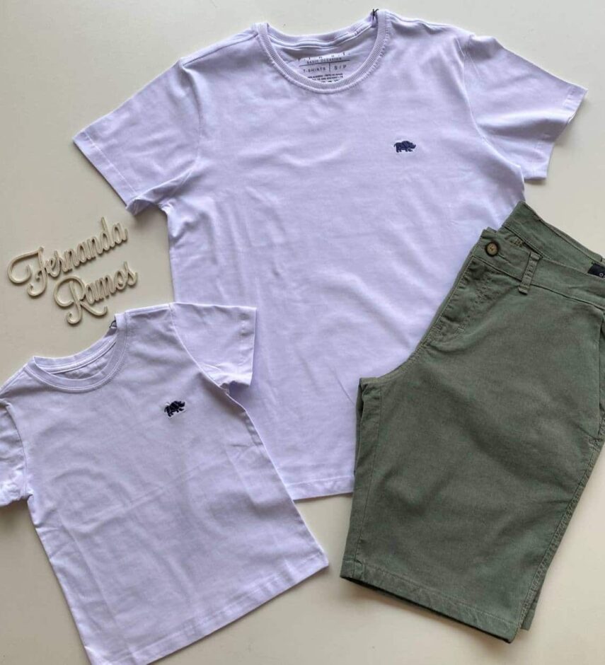 Camiseta Infantil Masculina Manga Curta Branca Cor 02 - Fernanda Ramos Store