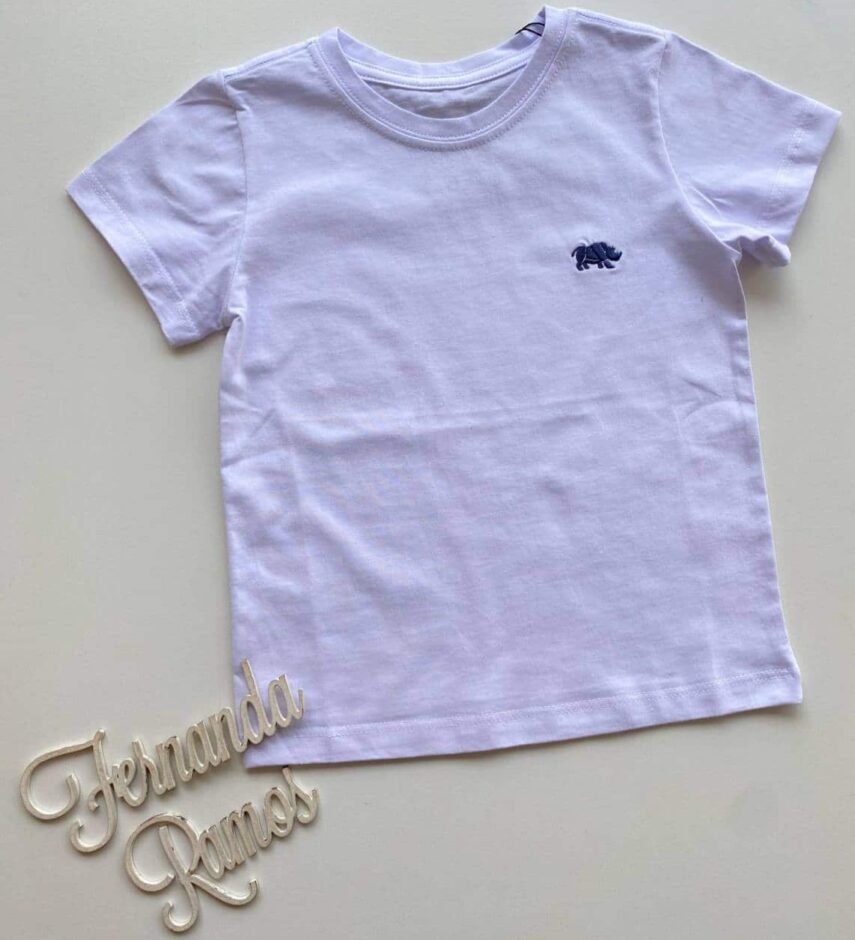 Camiseta Infantil Masculina Manga Curta Branca Cor 02 - Fernanda Ramos Store