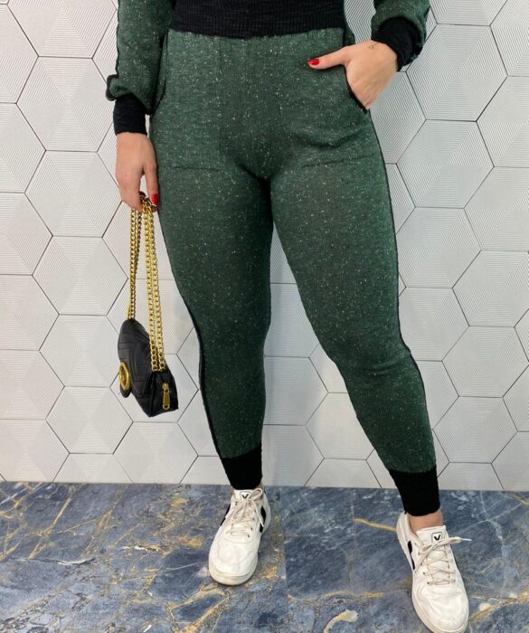 fernandaramosstore com br Conjunto Calça e Blusa Manga Longa Tricot Mousse Verde 2