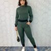 fernandaramosstore com br Conjunto Calça e Blusa Manga Longa Tricot Mousse Verde 4