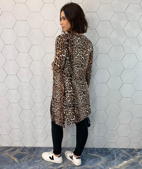 Conjunto Feminino Cardigan Alongado e Regata Animal Print - Fernanda Ramos Store