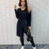 Conjunto Feminino Cardigan Alongado e Regata Preto - Fernanda Ramos Store