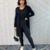 Conjunto Feminino Cardigan Alongado e Regata Preto - Fernanda Ramos Store