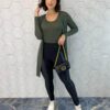 Conjunto Feminino Cardigan Alongado e Regata Verde Fernanda Ramos Store