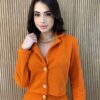 Conjunto Feminino Casaquinho Manga Longa e Short Laranja - Fernanda Ramos Store