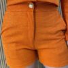 Conjunto Feminino Casaquinho Manga Longa e Short Laranja - Fernanda Ramos Store