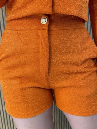 Conjunto Feminino Casaquinho Manga Longa e Short Laranja - Fernanda Ramos Store