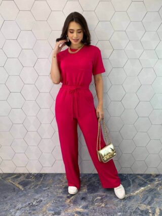 Conjunto Moletinho Calça e Blusa Manga Curta Emily Pink - Fernanda Ramos Store