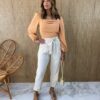 Cropped Feminino com Bojo Manga Longa Bia Bege - Fernanda Ramos Store