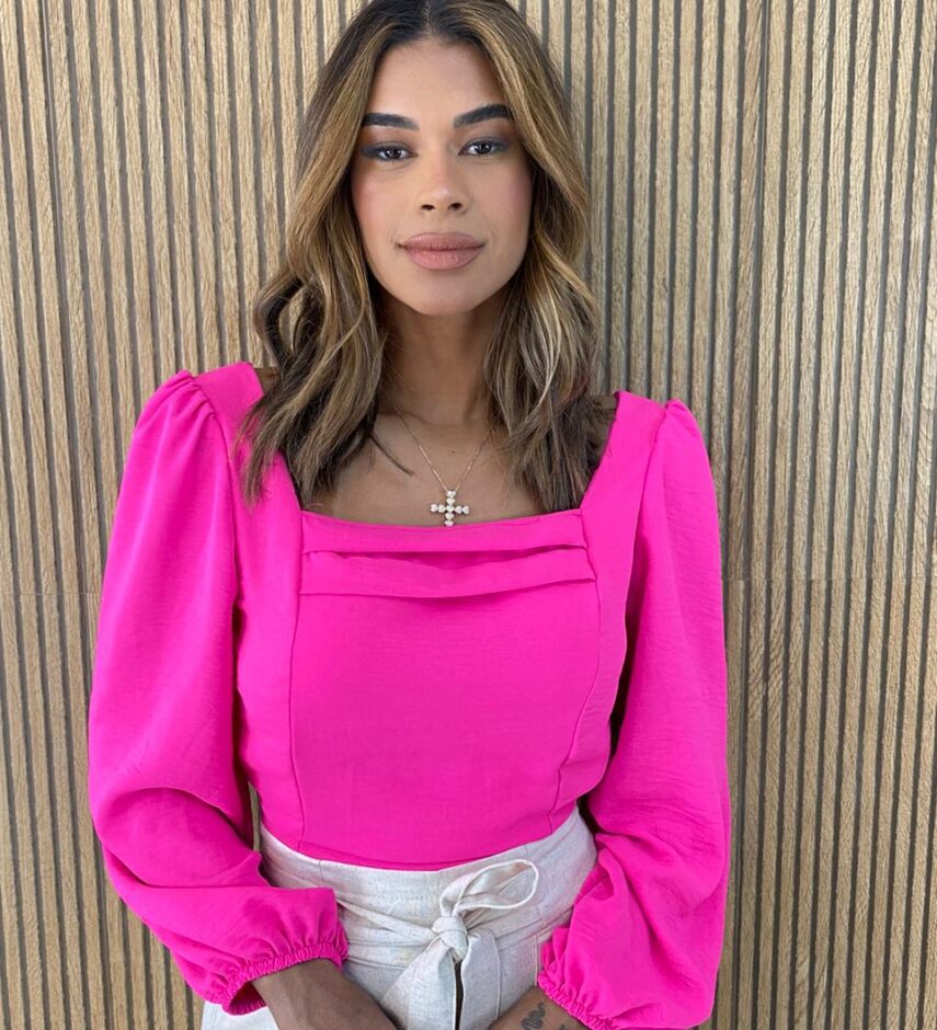 Cropped Feminino com Bojo Manga Longa Bia Pink - Fernanda Ramos Store