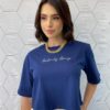 Cropped Feminino Manga Curta Positivity Always Azul - Fernanda Ramos Store