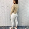 Cropped Feminino Manga Longa Moletom Brooklyn Bege - Fernanda Ramos Store