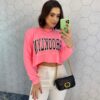 Cropped Feminino Manga Longa Moletom Brooklyn Pink Flúor - Fernanda Ramos Store