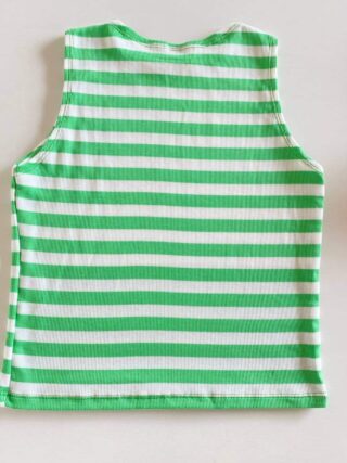 Cropped Feminino sem Bojo Canelado Listrado Verde - Fernanda Ramos Store