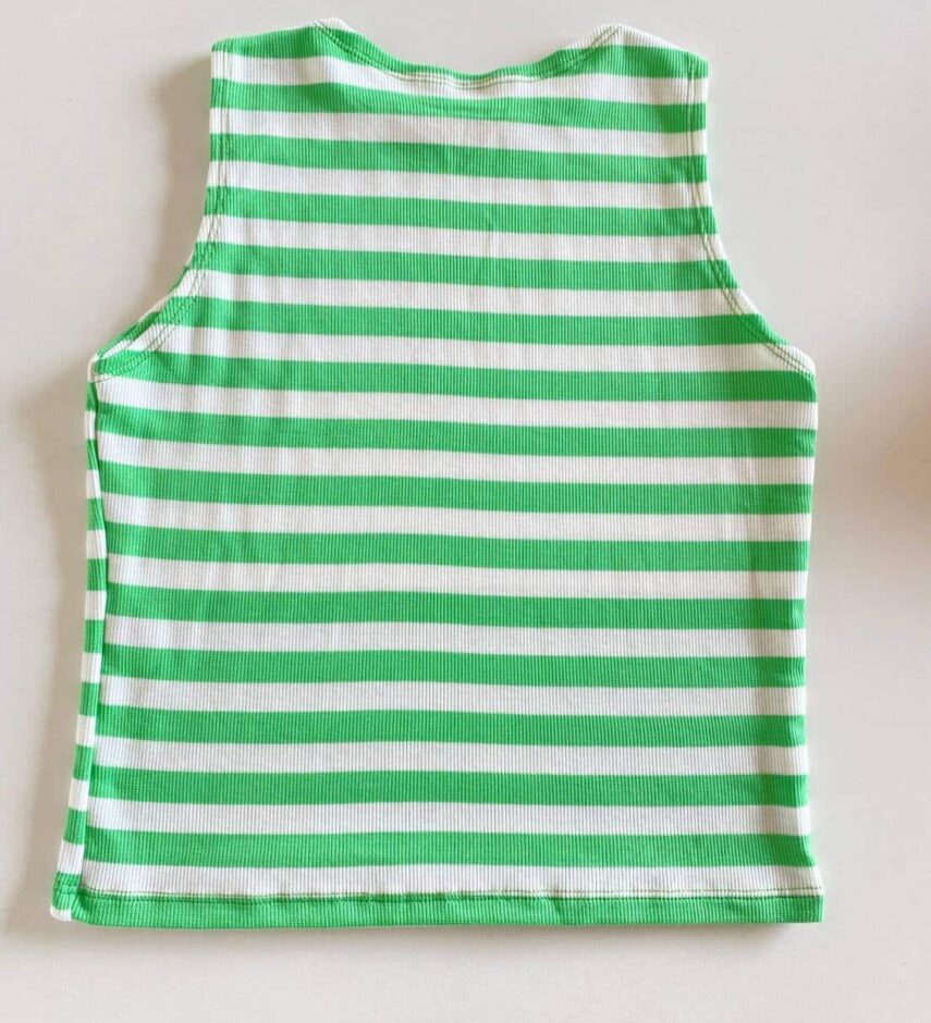 Cropped Feminino sem Bojo Canelado Listrado Verde - Fernanda Ramos Store
