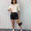 Cropped Manga Curta Enjoy The Little Things Off White - Fernanda Ramos Store