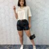 Cropped Manga Curta Enjoy The Little Things Off White - Fernanda Ramos Store