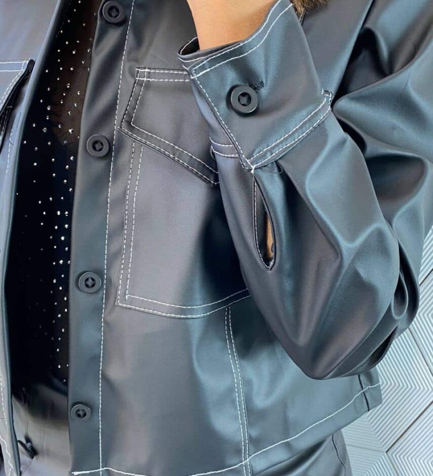 Jaqueta Feminina Couro Eco Lorena Preta - Fernanda Ramos Store