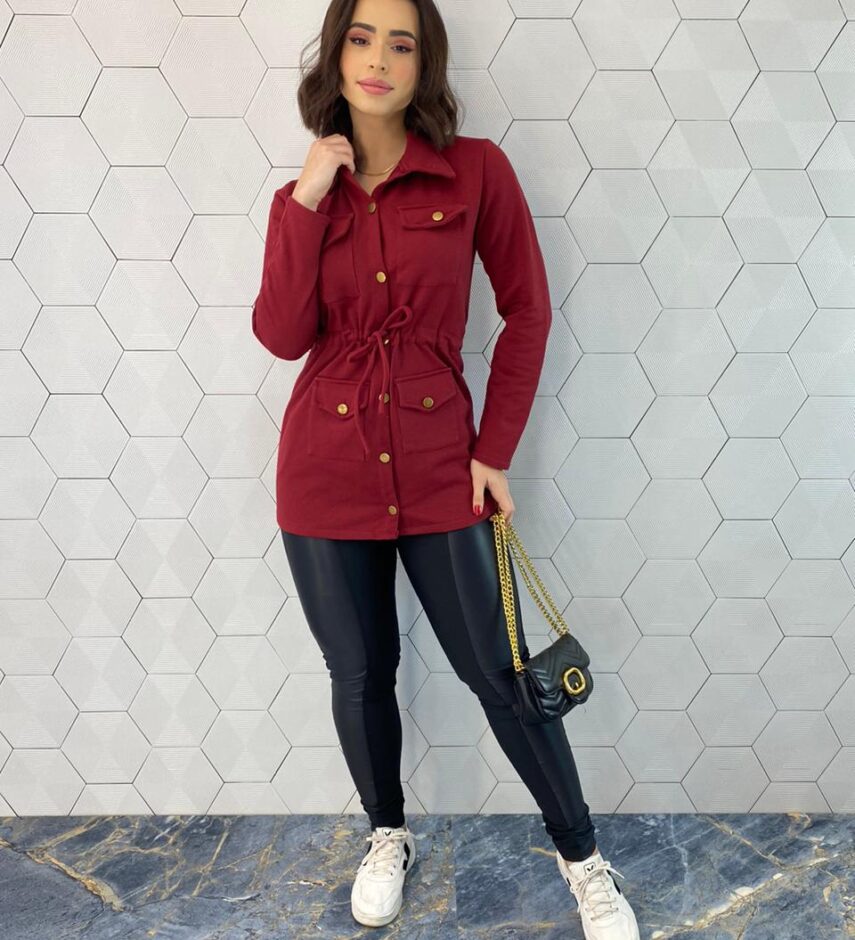 fernandaramosstore com br Parka Feminina Moletom com Amarração Marsala 1