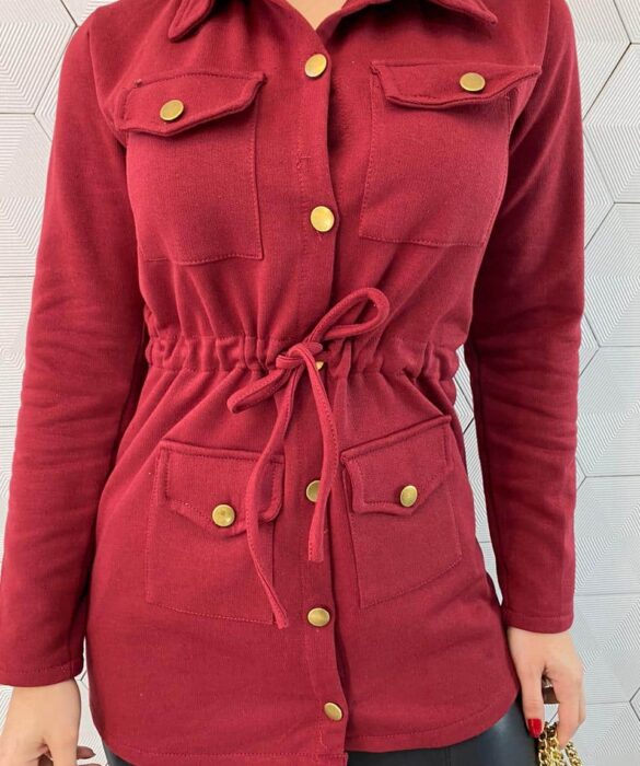 fernandaramosstore com br Parka Feminina Moletom com Amarração Marsala 2