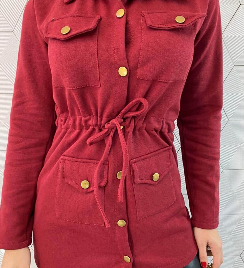 fernandaramosstore com br Parka Feminina Moletom com Amarração Marsala 2